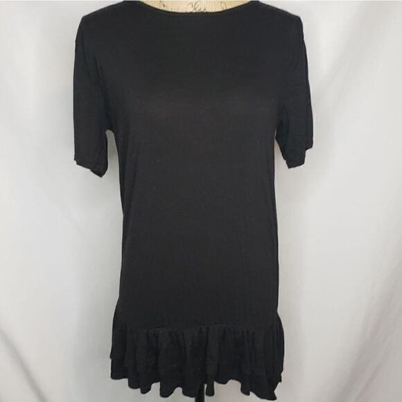 Nasty Gal | Black Jersey Ruffle Bottom Blouse - Picture 1 of 3